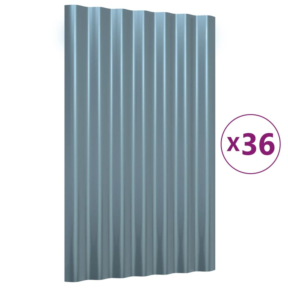 Dachpaneele 60x36 cm, 36 Stk. Grau Verzinkt