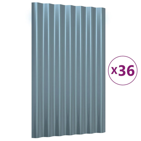 Dachpaneele 60x36 cm, 36 Stk. Grau Verzinkt