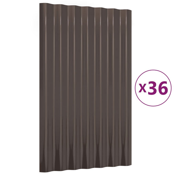 Dachpaneele 60x36cm, Verzinkt, Braun, 36 Stk.