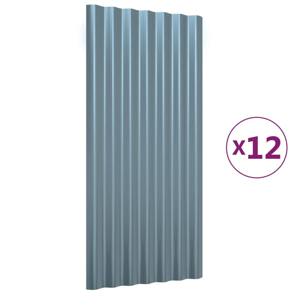 Dachpaneele Grau Verzinkt 80x36cm 12 Stk.