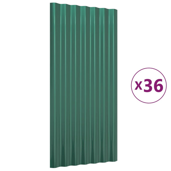Dachpaneele Grün Verzinkt 80x36cm, 36 Stk.