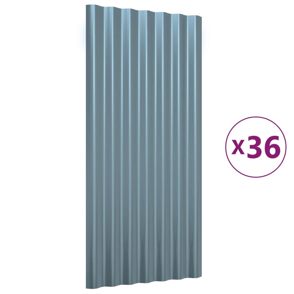 Dachpaneele Grau Verzinkt 80x36cm, 36 Stk.