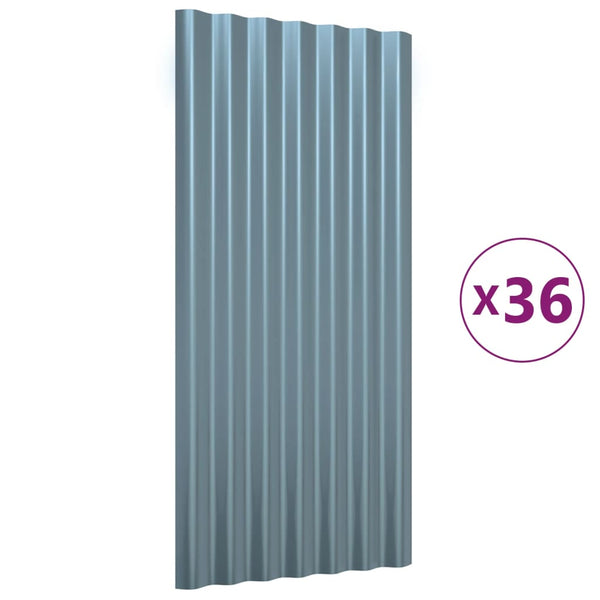 Dachpaneele Grau Verzinkt 80x36cm, 36 Stk.
