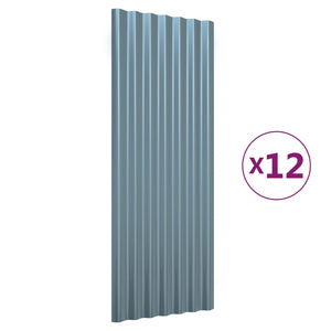 Dachpaneele Grau Verzinkt 100x36 cm, 12 Stk.