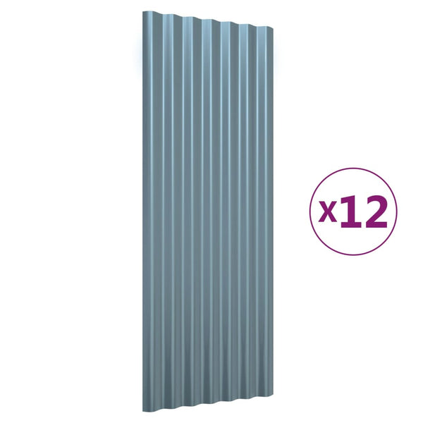 Dachpaneele Grau Verzinkt 100x36 cm, 12 Stk.