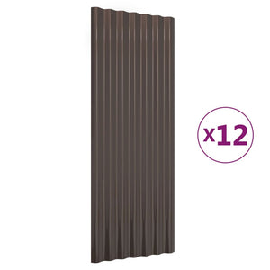 vidaXL Panneaux de toit 12 pcs. Acier galvanisé Marron 100x36 cm