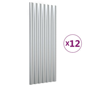 Dachpaneele Stahlblech Silbern 100x36cm, 12 Stk.