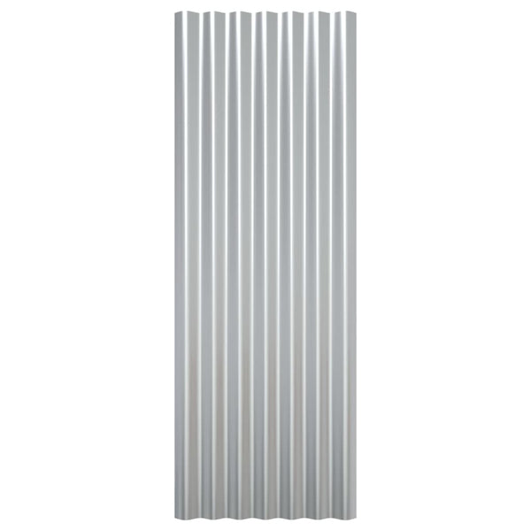 Dachpaneele Stahlblech Silbern 100x36cm, 12 Stk.