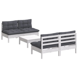 5-tlg. Garten-Lounge-Set mit Anthrazit Kissen Kiefernholz
