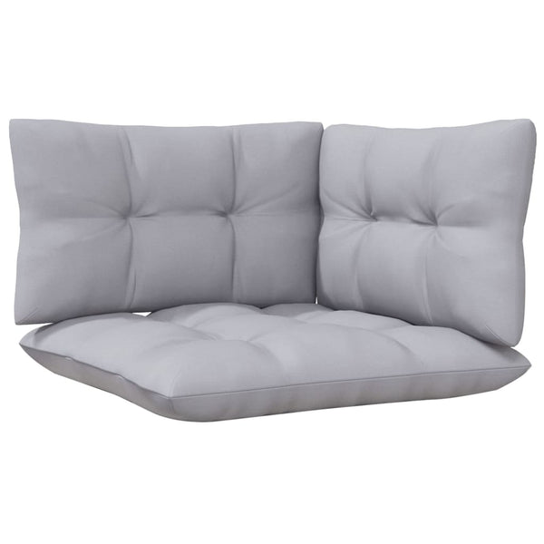 3-tlg. Garten-Lounge-Set mit Grauen Kissen Kiefernholz