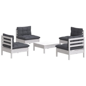 5-tlg. Garten-Lounge-Set mit Anthrazit Kissen Kiefernholz
