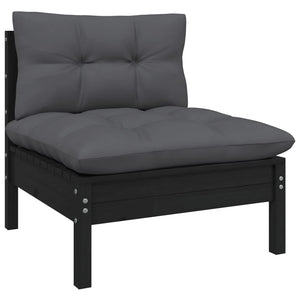 9-tlg. Garten-Lounge-Set mit Anthrazit Kissen Kiefernholz