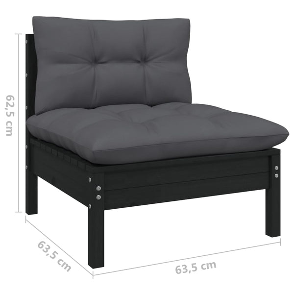 9-tlg. Garten-Lounge-Set mit Anthrazit Kissen Kiefernholz