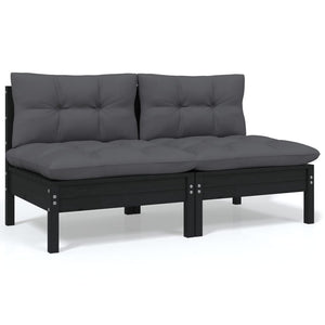 13-tlg. Garten-Lounge-Set mit Anthrazit Kissen Kiefernholz