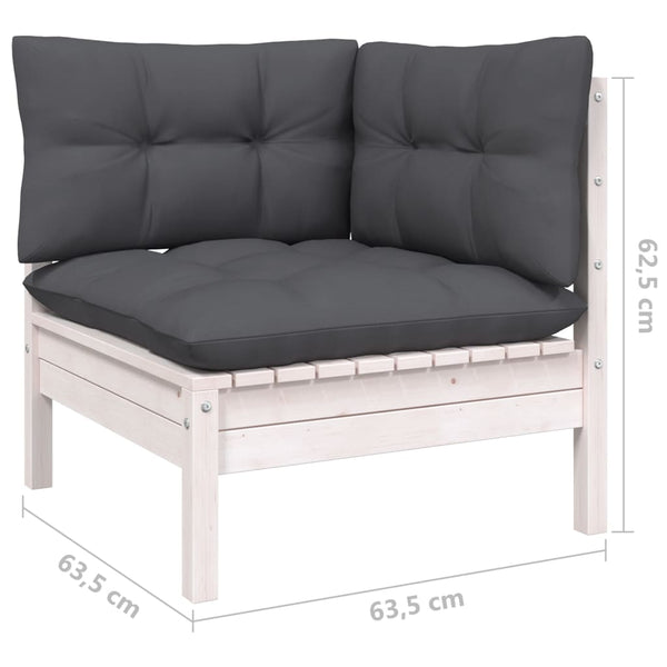 8-tlg. Garten-Lounge-Set mit Anthrazit Kissen Kiefernholz