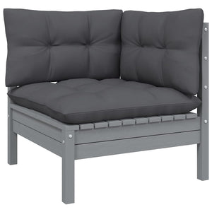 8-tlg. Garten-Lounge-Set mit Anthrazit Kissen Kiefernholz