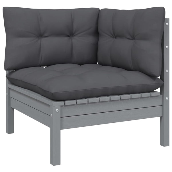 8-tlg. Garten-Lounge-Set mit Anthrazit Kissen Kiefernholz
