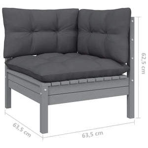 8-tlg. Garten-Lounge-Set mit Anthrazit Kissen Kiefernholz