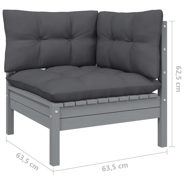 8-tlg. Garten-Lounge-Set mit Anthrazit Kissen Kiefernholz