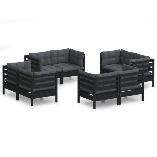 8-tlg. Garten-Lounge-Set mit Anthrazit Kissen Kiefernholz