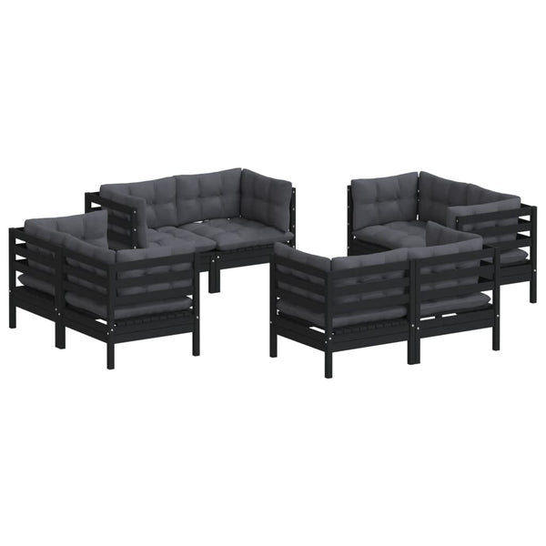 8-tlg. Garten-Lounge-Set mit Anthrazit Kissen Kiefernholz