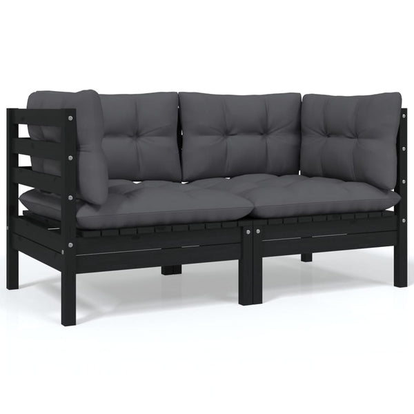 8-tlg. Garten-Lounge-Set mit Anthrazit Kissen Kiefernholz