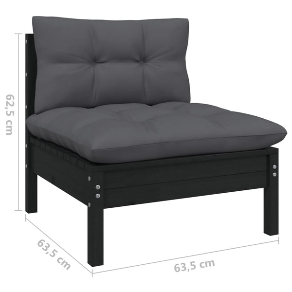 13-tlg. Garten-Lounge-Set mit Anthrazit Kissen Kiefernholz