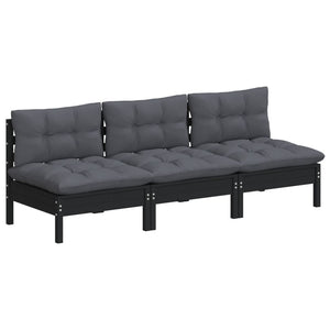 3-Sitzer-Gartensofa mit Anthrazit Kissen Massivholz Kiefer