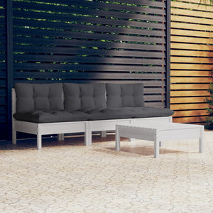 4-tlg. Garten-Lounge-Set mit Anthrazit Kissen Kiefernholz