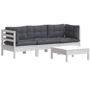 4-tlg. Garten-Lounge-Set mit Anthrazit Kissen Kiefernholz