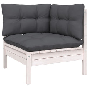 6-tlg. Garten-Lounge-Set mit Anthrazit Kissen Kiefernholz