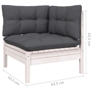 6-tlg. Garten-Lounge-Set mit Anthrazit Kissen Kiefernholz