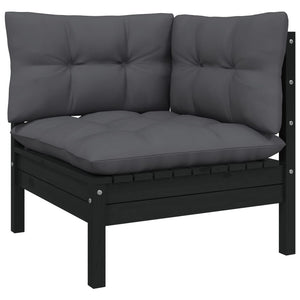 6-tlg. Garten-Lounge-Set mit Anthrazit Kissen Kiefernholz