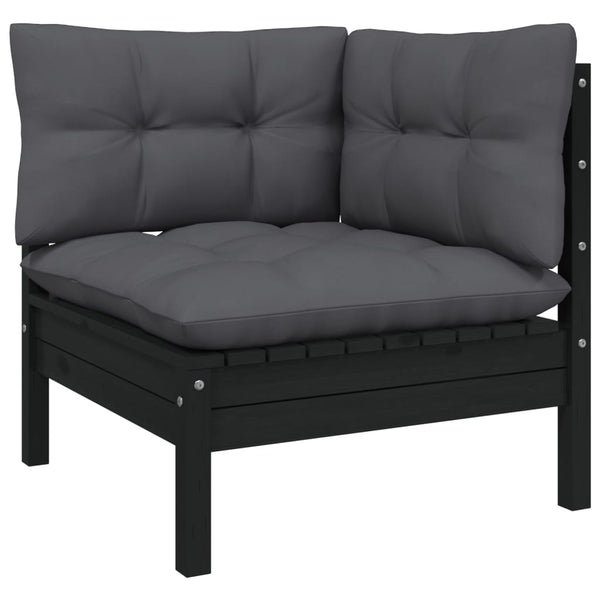 6-tlg. Garten-Lounge-Set mit Anthrazit Kissen Kiefernholz