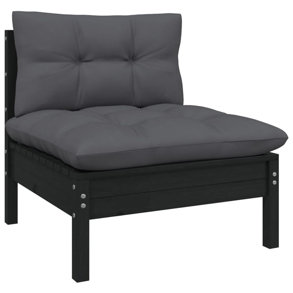 6-tlg. Garten-Lounge-Set mit Anthrazit Kissen Kiefernholz