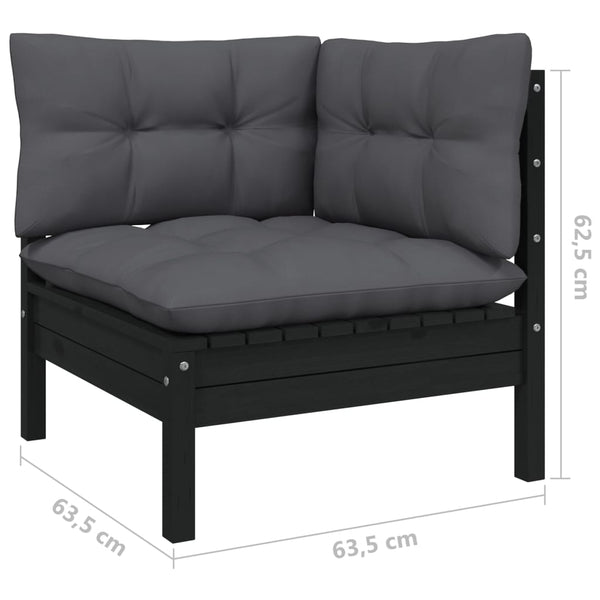 7-tlg. Garten-Lounge-Set mit Anthrazit Kissen Kiefernholz