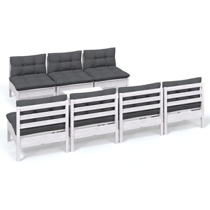 8-tlg. Garten-Lounge-Set mit Anthrazit Kissen Kiefernholz