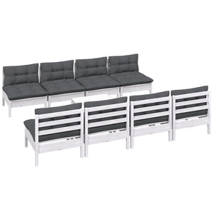 9-tlg. Garten-Lounge-Set mit Kissen Kiefer Massivholz
