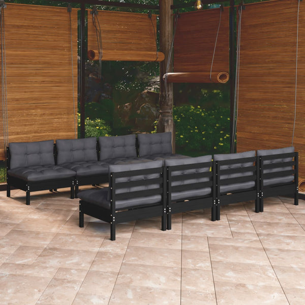 vidaXL Salon de jardin 9 pièces avec coussins Bois de pin massif