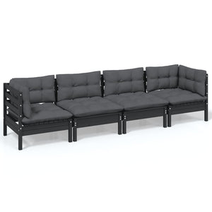 vidaXL Ensemble de salon de jardin 4 pcs avec coussins Bois de pin massif