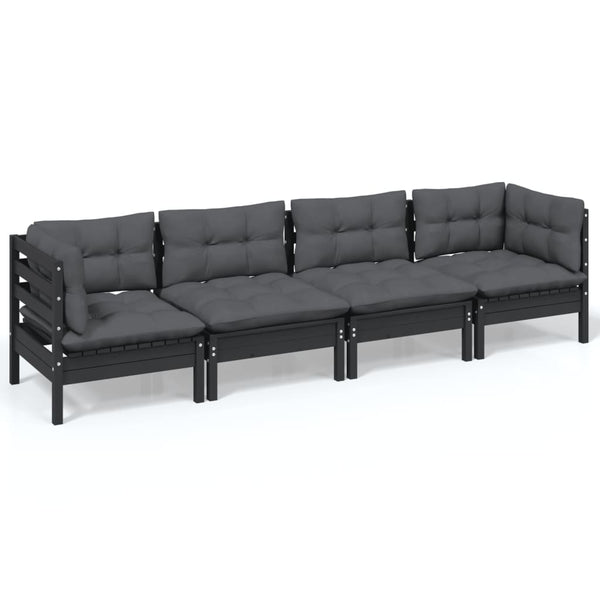 vidaXL Ensemble de salon de jardin 4 pcs avec coussins Bois de pin massif
