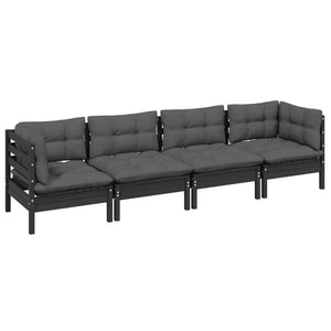 vidaXL Ensemble de salon de jardin 4 pcs avec coussins Bois de pin massif