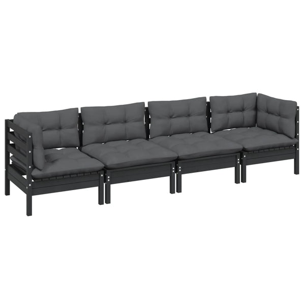 vidaXL Ensemble de salon de jardin 4 pcs avec coussins Bois de pin massif