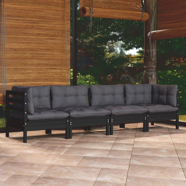 vidaXL Ensemble de salon de jardin 4 pcs avec coussins Bois de pin massif