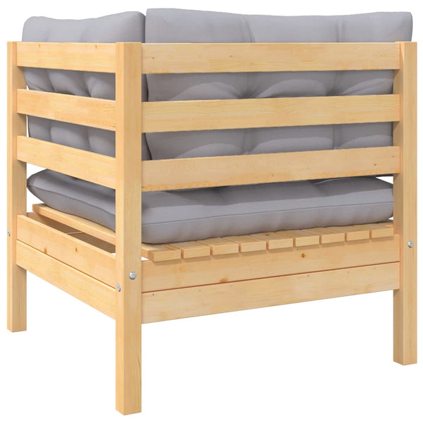 vidaXL Ensemble de mobilier de jardin 8 pcs avec coussins gris Bois de pin massif