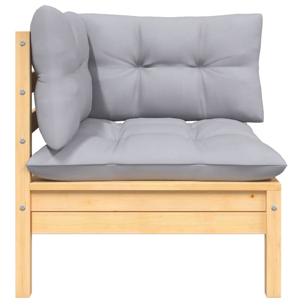 vidaXL Ensemble de mobilier de jardin 8 pcs avec coussins gris Bois de pin massif