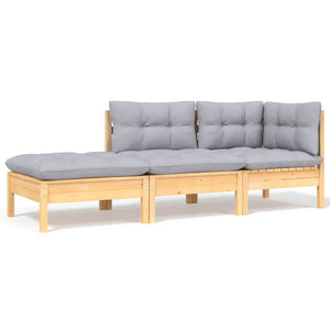 vidaXL Ensemble de mobilier de jardin 8 pcs avec coussins gris Bois de pin massif