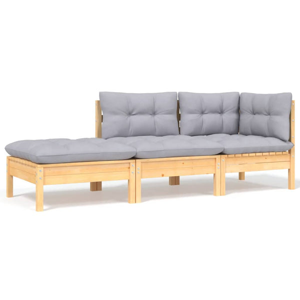 vidaXL Ensemble de mobilier de jardin 8 pcs avec coussins gris Bois de pin massif