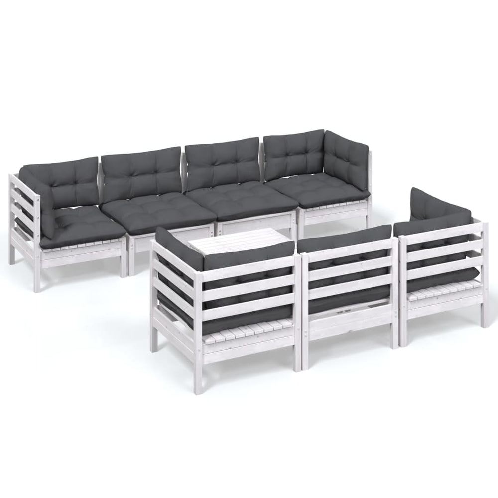 8-tlg. Garten-Lounge-Set mit Kissen Kiefer Massivholz