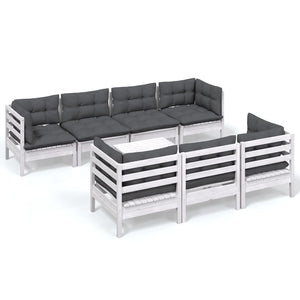 8-tlg. Garten-Lounge-Set mit Kissen Kiefer Massivholz